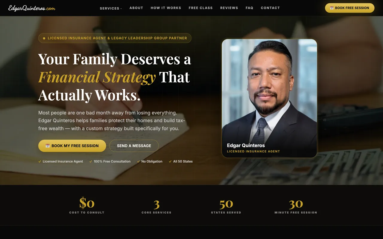 An agent's personal website on a laptop